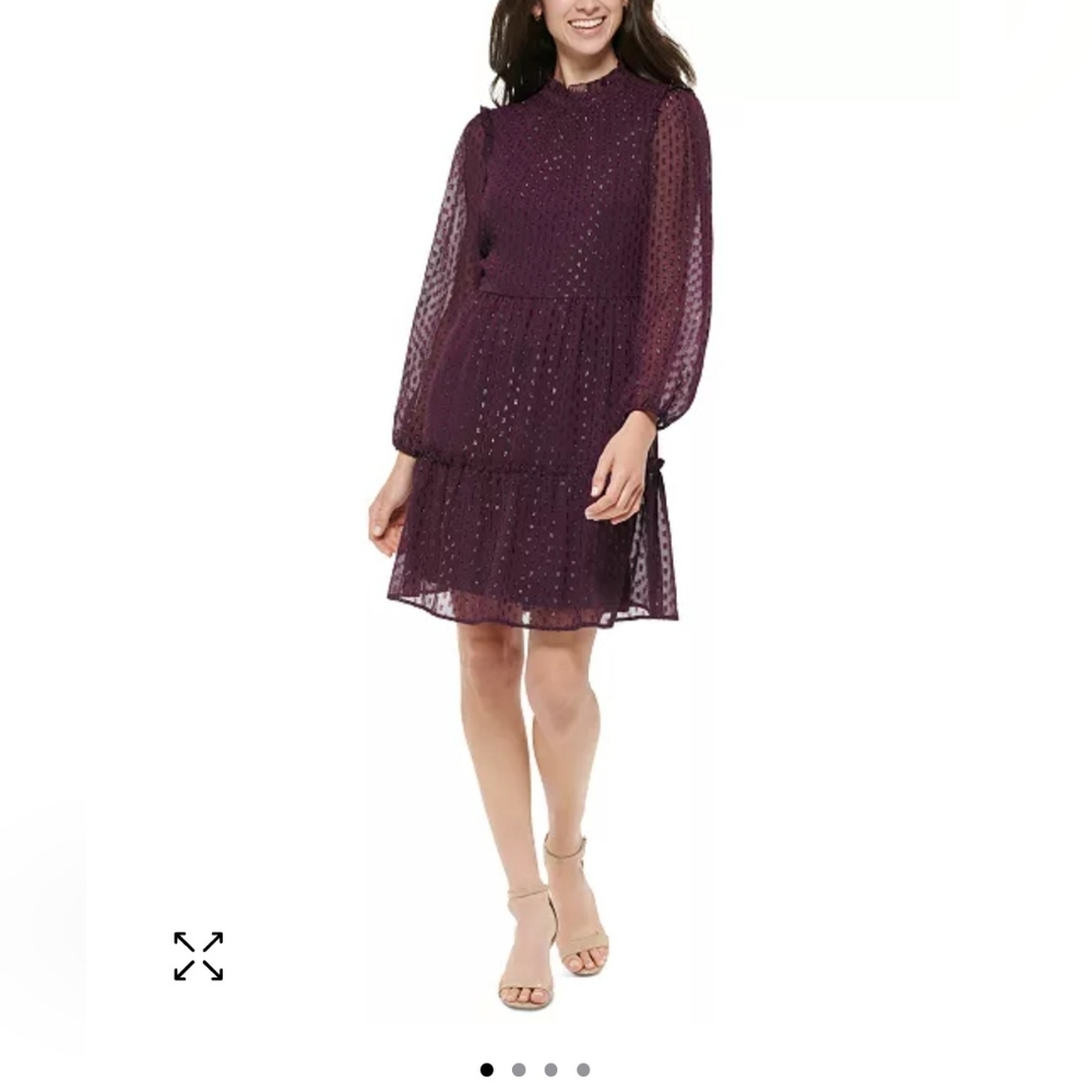 Tommy Hilfiger Womens Glitter Dot Shift Dress Purple Size 0